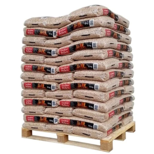 Uitstekende pellets – palletwagen 65 zakken houtpellets (15 kg/zak)